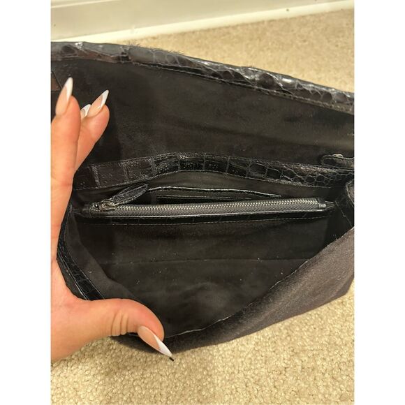 Nancy Gonzalez Fur Crocodile Leather Purse Shoulder Bag Black $1850 - Picture 11 of 12